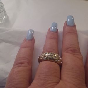 Dome Ring Brush Nickel with 26 Crystals